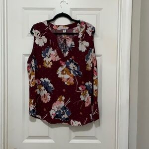 BURGUNDY Old Navy Floral Sleeveless Top
